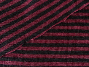 90cm Carmine Wine and Black Stripes 86% merino 14% Polyester Rib Knit 165g- precut
