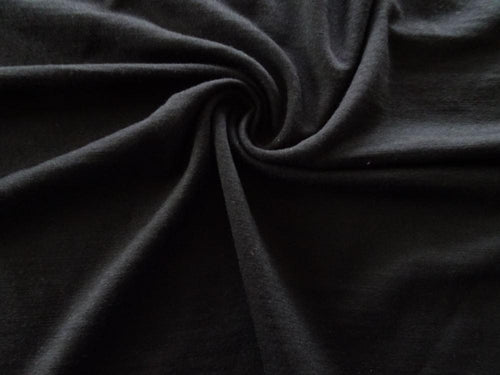 1.5m Bauer Black 96% Merino 4% Spandex  Jersey Knit 180g 115cm wide