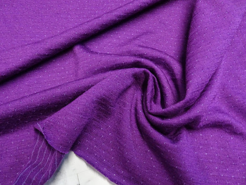 See menu for lengths and prices 52cm-85cm Vivid Purple Eyelet 51% Merino 34% tencel 15% nylon 150g Knit Fabric 165cm