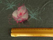 Load image into Gallery viewer, 90cm Pink Teal Flower Soft Green 100% Merino Jersey 190g- precut