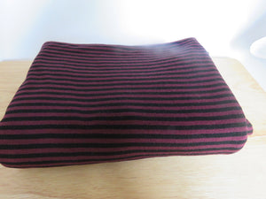90cm Carmine Wine and Black Stripes 86% merino 14% Polyester Rib Knit 165g- precut