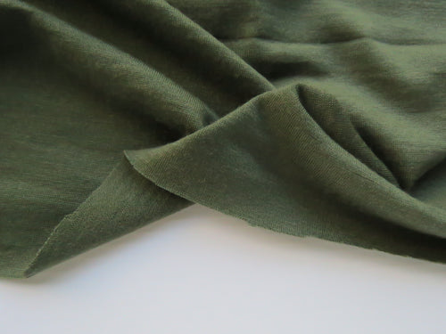1.5m Moss Olive 100% merino jersey knit 195g 150cm wide- precut piece