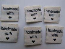 Load image into Gallery viewer, 100 Cream handmade with heart symbol (love) 20x 2cm flag labels