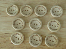 Load image into Gallery viewer, 7 Larger 25mm Handmade  with Love and Hearts wood look buttons