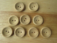 Load image into Gallery viewer, 9 Larger 25mm Handmade on circumference and Hearts wood look buttons