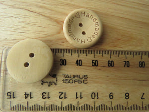 50 Larger 25mm Handmade on circumference and Hearts wood look buttons