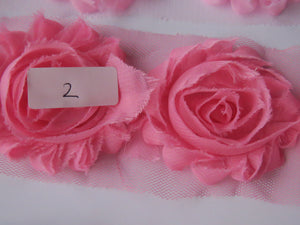 1 x  Shabby chic chiffon flower- Pink shades- Colours #1 to #6- 80c per individual 50mm flower.