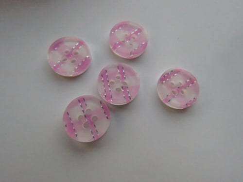 9 Pink Gingham Check 13mm resin buttons