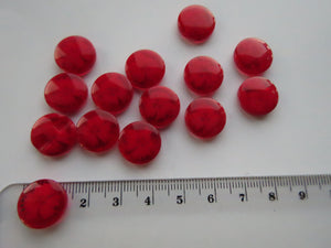 10 Red See through buttons with a single flower 14mm resin shank buttons