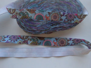 1m Paisley Print 15mm wide Fold over elastic