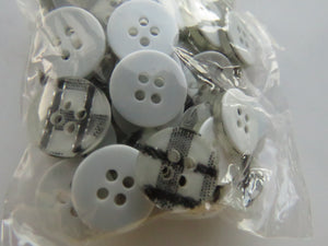 10 Black Gingham Check 13mm resin buttons