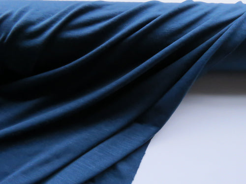 1m Coventry Airforce blue 85% merino 15% corespun nylon jersey knit 120g