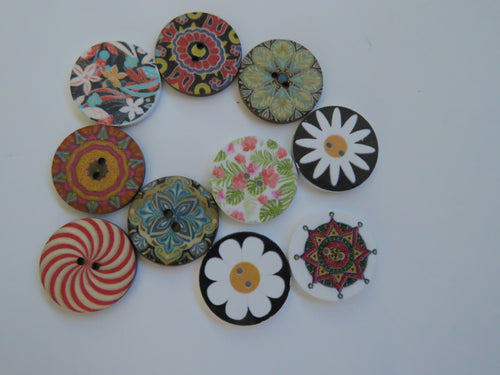 10x Mixed set as shown in photos 25mm buttons 2 holes