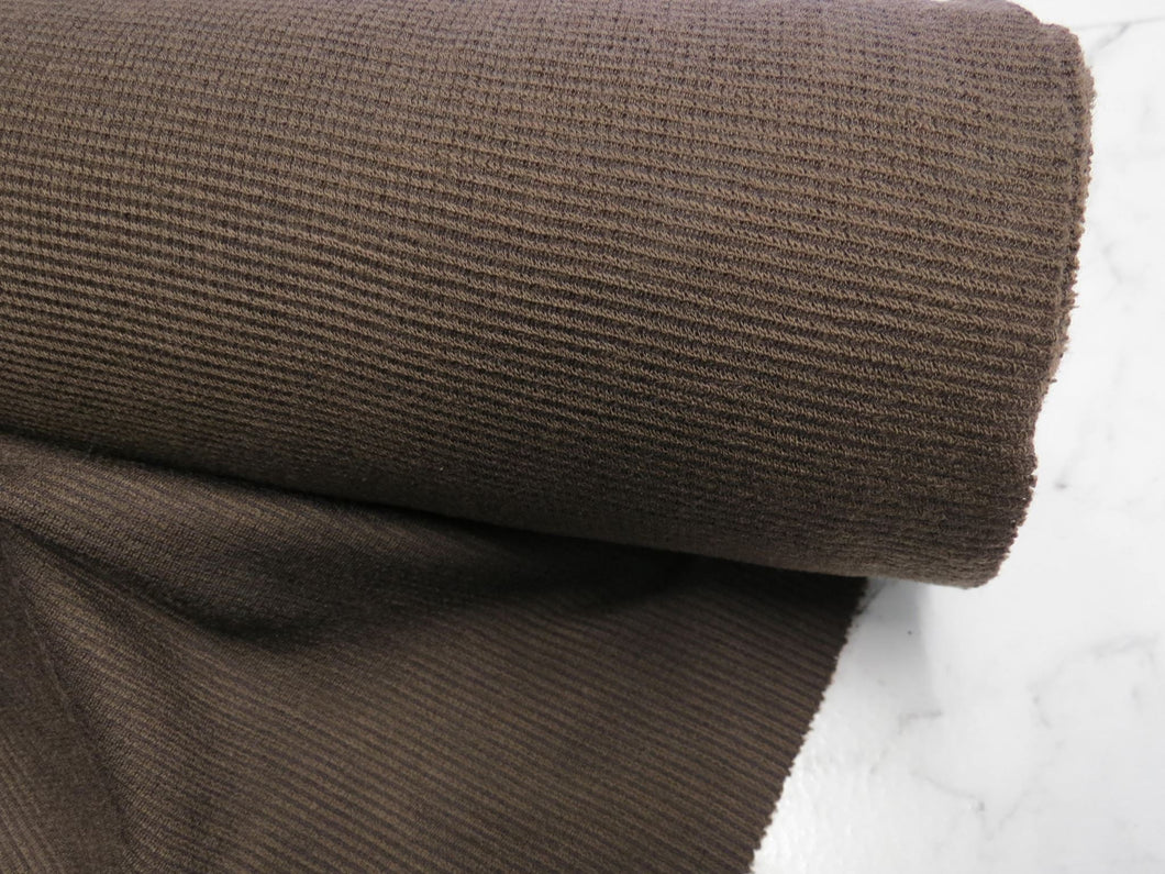 1.2m Deacon Brown 81% Merino 19% Polyester 205g Textured Waffle Knit fabric- precut 1m