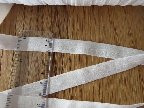 3.8m White Fold Over Elastic FOE 15mm wide