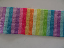 Load image into Gallery viewer, 10m Rainbow Coloured 3mm Stripes Wider 25mm FOE FoldOver Elastic