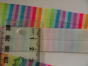 5m Rainbow Coloured 3mm Stripes Wider 25mm Fold Over FOE FoldOver Elastic