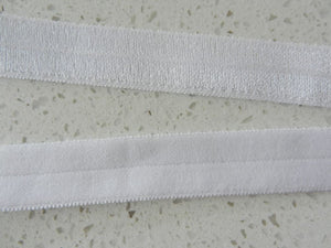 10m White Fold Over Elastic FOE 15mm wide