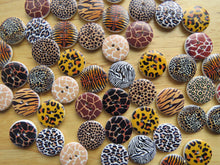 Load image into Gallery viewer, 10 Mixed Print Zebra Tiger Leopard Giraffe Buttons 20mm