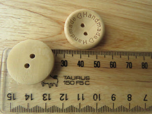 10 Larger 25mm Handmade on circumference and Hearts wood look buttons
