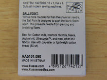 Load image into Gallery viewer, 80/12 Klasse Ball Point Machine Needles- 6 needles in a pack.