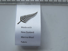 Load image into Gallery viewer, 20 Fern Symbol White satin tape Washing Instructions/ Handmade New Zealand Merino Wool Labels