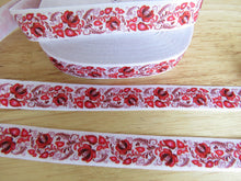 Load image into Gallery viewer, 1m Printed Fold over elastic 15mm- red floral