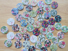 Load image into Gallery viewer, 10 Tropical Leaves and Flower Prints 25mm Buttons-random mixed set