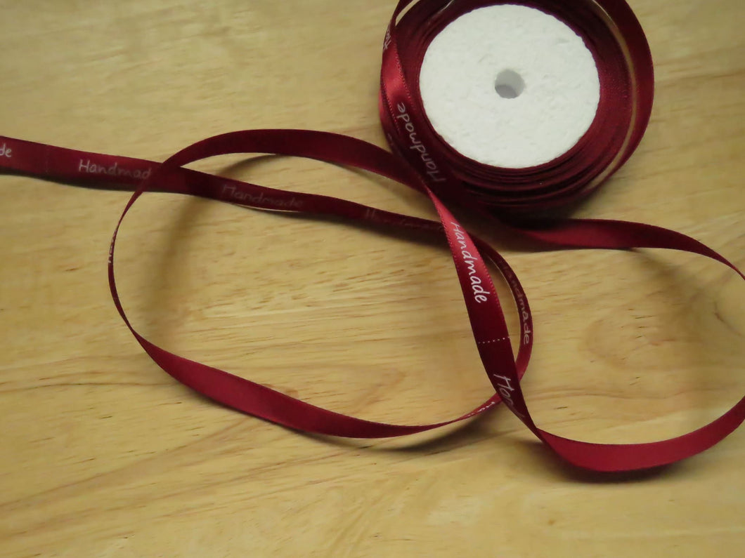 1m Wine Handmade Labels Ribbon 50 x 10mm