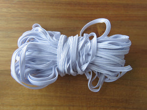 10m White 4mm wide Braided Elastic - use for facemasks, sewing crafts