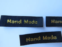 Load image into Gallery viewer, 10 Black with Gold Handmade labels 45mm x 10mm