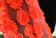 Load image into Gallery viewer, 10 Coral Shabby Chic Large Flowers 50-60mm wide on mesh backing- last set of 10