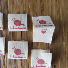 Load image into Gallery viewer, 14 Knitting Needles in ball of Wool Handmade Cotton Labels 2 x 2cm