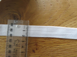 1m White 20mm wide Fold over elastic FOE Foldover White