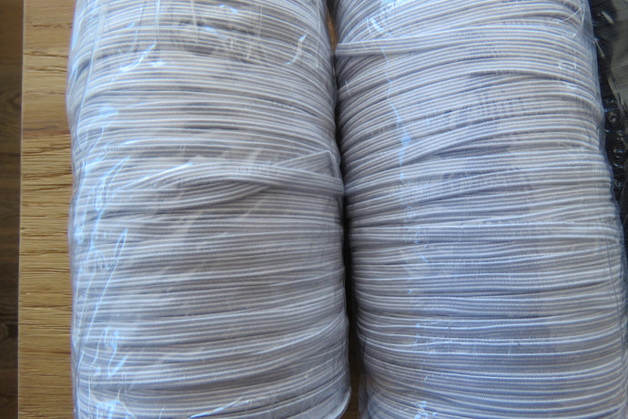 3mm, 5mm and 6mm black and white elastic is now available again.