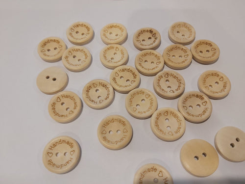 50 x 20mm Woodlook Buttons Handmade printed on circumference