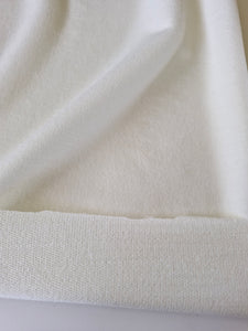 13cm Snowtown White 87% merino 10% nylon 3% spandex 210g- terry looped backing 165cm wide