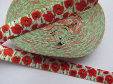 Load image into Gallery viewer, 4m Red Poppies flower print 15mm fold over elastic FOE foldover elastic
