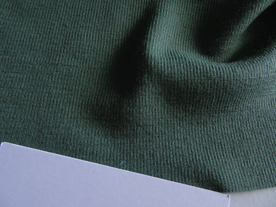 1.5m Willow Green 68% merino 32% polyester rib knit 196g- precut as longest piece left
