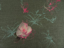 Load image into Gallery viewer, 90cm Pink Teal Flower Soft Green 100% Merino Jersey 190g- precut