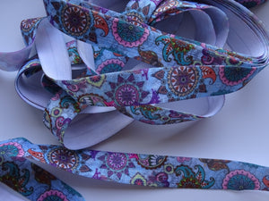 1m Paisley Print 15mm wide Fold over elastic