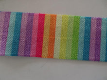 Load image into Gallery viewer, 1.7m Rainbow Coloured 3mm Stripes Wider 25mm FOE FoldOver Elastic