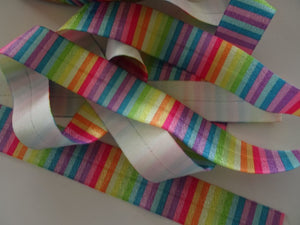1.7m Rainbow Coloured 3mm Stripes Wider 25mm FOE FoldOver Elastic