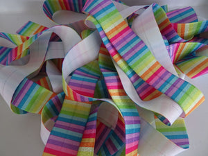 1.7m Rainbow Coloured 3mm Stripes Wider 25mm FOE FoldOver Elastic