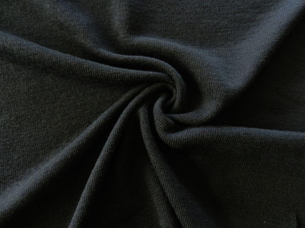 95cm Orient Black Rib Knit 100% Merino 175g 150cm wide- precut pieces only