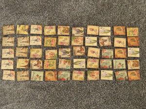 9 Postage Stamp Paris Floral Vintage Theme 2 holes 35 x 30mm