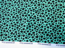 Load image into Gallery viewer, Sale 50% off- 1.5m Green with Black safari spot swinwear and active wear!  75% Nylon and 25% elastane 150 cm