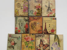 Load image into Gallery viewer, 10 Postage Stamp Paris Floral Vintage Theme 2 holes 35 x 30mm