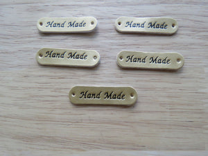 12 Gold Hand Made PU Leather labels 45 x10mm