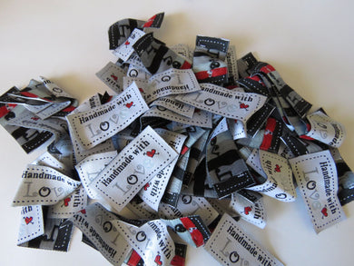 10 White Handmade with Love 4.5 x 2.5cm Labels